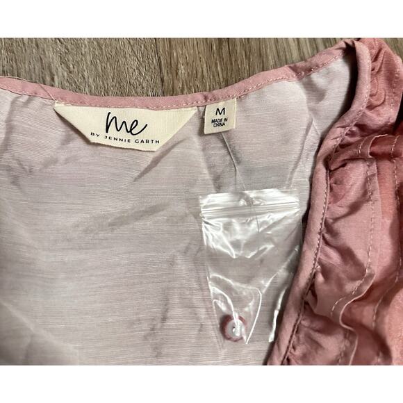 Me Jennie Garth Ruffle Neckline-Shell Pink Peasant Blouse Sz M Romantic Boho - Picture 10 of 11